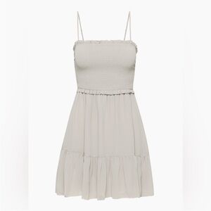 NWT Aritzia Wilfred Ashen Gray Tempest Sleeveless Tiered Chiffon Mini Dress MED